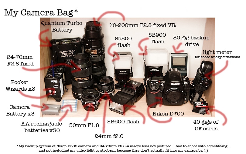 description of professional camera gear of Rebecca Ellison's