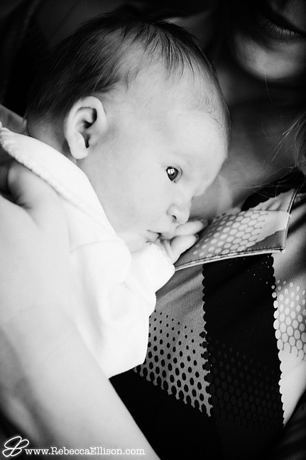 black and white portrait of newborn baby girl