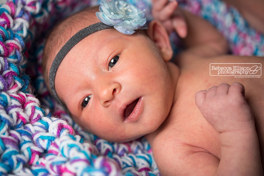 non retouched photo of a newborn baby girl by Seattle newborn photographer Rebecca Ellison