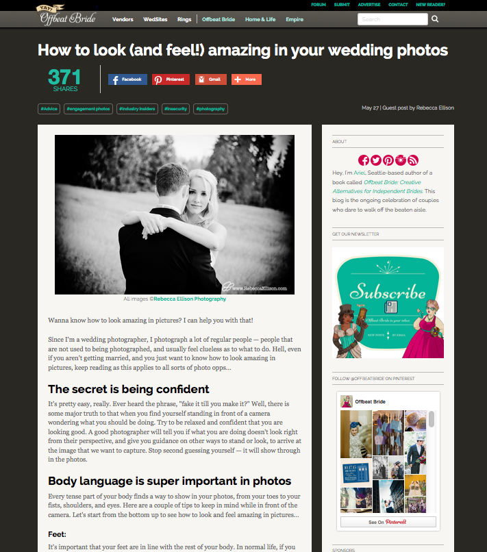 how to look amazing in photos article on Offbeat Bride