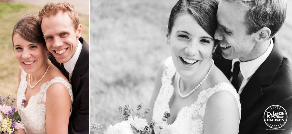 Bride and groom during their outdoor wedding portraits photographed by Seattle wedding photographer Rebecca Ellison