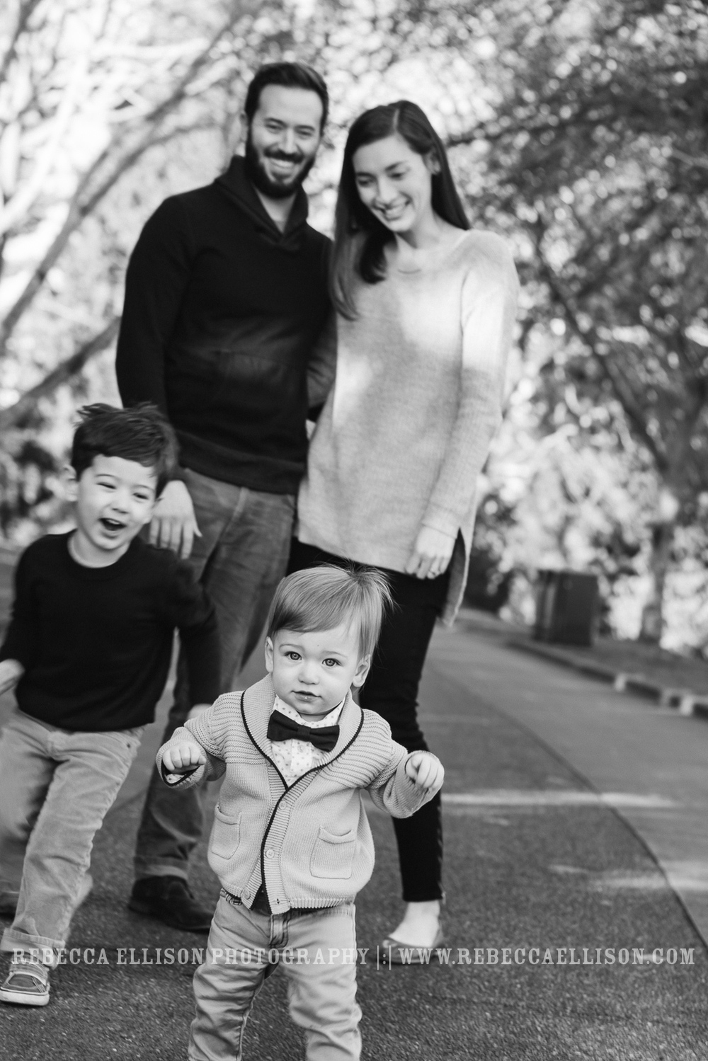 One year photos in a park at Ballard Locks of Henrik, Lewis , Kellie and TJ