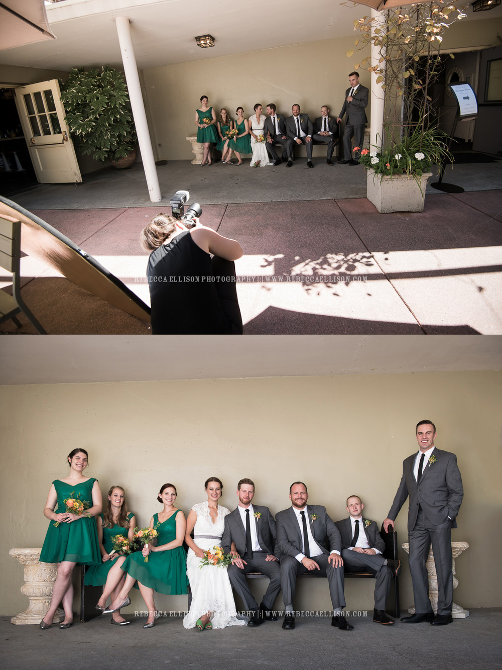Wedding behind the scenes of bridal party shot