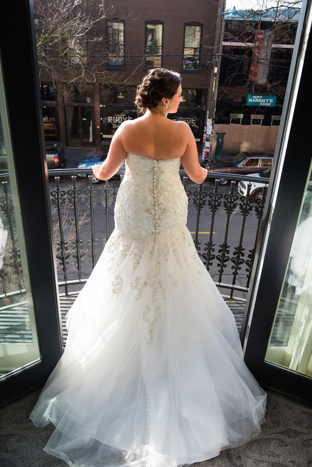 Bride getting ready at Hotel Ballard before her Fremont Foundry Wedding in Seattle