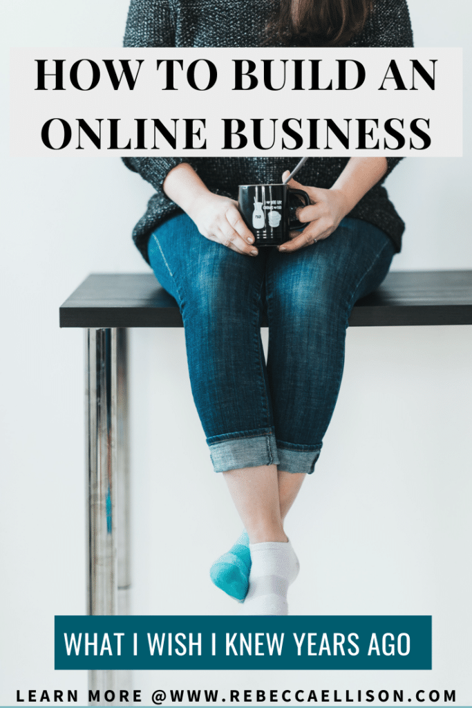image of person sitting on table text overlay how to build an online business